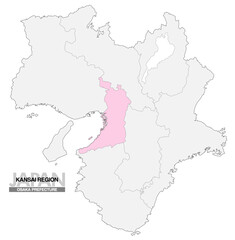  日本地図 関西地方 大阪府 県境有り 03