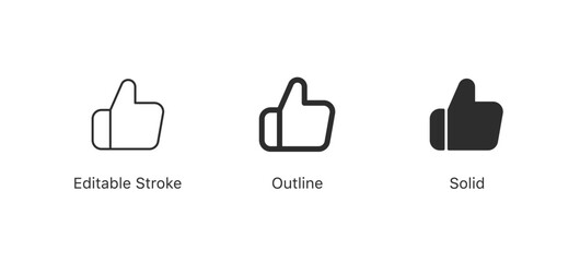 Poster - like icon button. thumbs up icon symbol, approval sign - add to favorite button icon. editable stroke, outline flat style