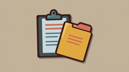 Poster - Modern Flat Style Document Icons Illustration Business Report Checklist Folder Papers Office Supplies Minimalist Design Graphic Element for Website Presentation Template Project   