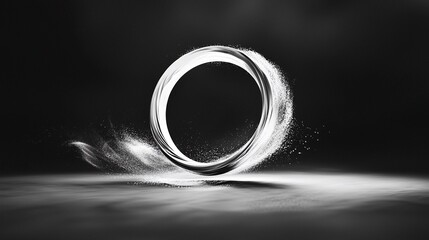 Poster - White Circle Abstract Design on Black Background