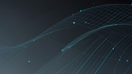 Fototapete - Abstract Wireframe Network with Connected Nodes for Modern Technology Concepts