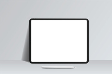 Canvas Print - 3d tablet, pen digital device mockup with blank screen isolated on background. realistic, high quali