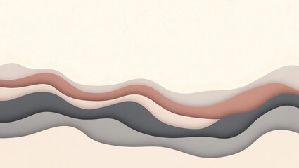 Poster - Abstract Layered Paper Cut Waves Design with Earthy Pastel Tones
