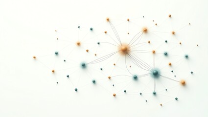 Fototapete - Connected Network of Dots and Lines on White Background Illustrating Connectivity