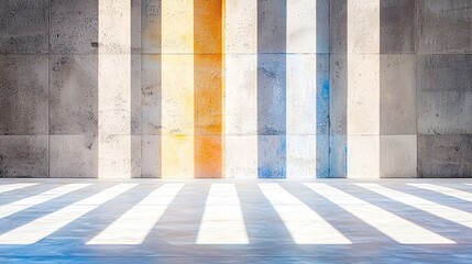Poster - Urban Crosswalk with Colorful Vertical Stripes on a Grey Concrete Wall