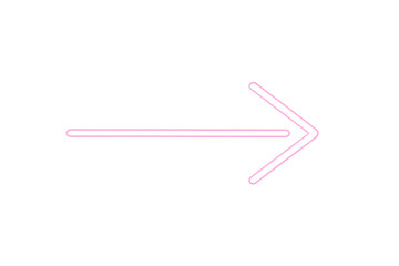 Poster - Bright pink neon arrow directing rightward against transparent backdrop, ideal for digital design and visual branding elements