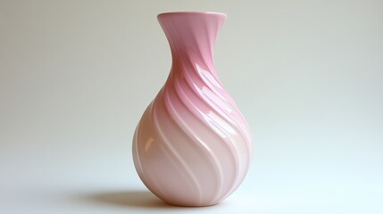 Poster - Elegant rose quartz vase with a swirling design soft gradient and smooth texture set on neutral background for aesthetic appeal