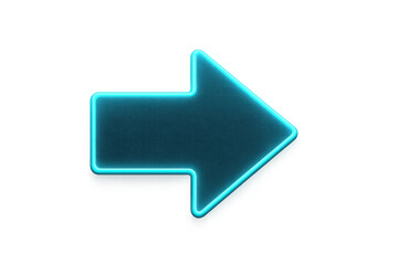 Poster - Bright neon arrow pointing to the right with a transparent background, perfect for presentations, websites, and graphic design projects