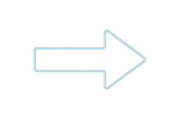 Poster - Bright neon right-pointing arrow, transparent background, illuminating design elements with vibrant digital signage effect