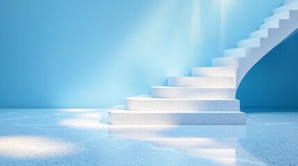 Poster - White Terrazzo Steps Against a Blue Wall