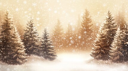 Poster - Creating dreamy watercolor illustrations of pine trees in a snowy forest setting for artistic inspiration