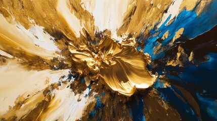 Poster - Exploring gold's expressive qualities in abstract digital art aerial conceptual interpretations