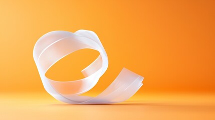 Poster - White Curves on Bright Orange Background