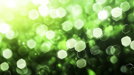 Poster - Enchanting green to white hexagon bokeh vibrant nature scene digital artwork
