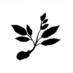 Poster - Black leaves stem silhouette vector graphic design element botanical illustration nature plant drawing isolated 100