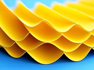 Poster - Abstract arrangement showcasing flowing yellow shapes on blue backdrop