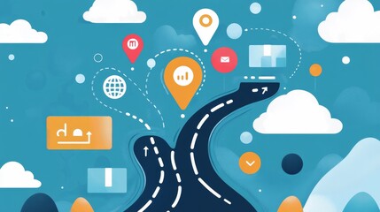 Poster - Chart your path to success visualizing your journey with a roadmap in business strategy digital environments and goal setting