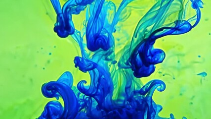 Poster - Blue ink dropped in water on green screen
