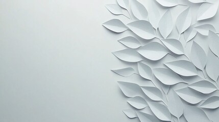 Poster - White Paper Leaves Arranged on Light Grey Surface