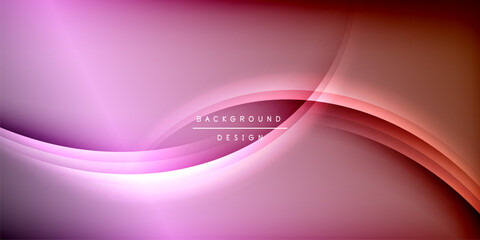 Poster - Abstract pink, red waves over black background. Smooth gradients create elegant design. Minimalist aesthetic, modern feel.