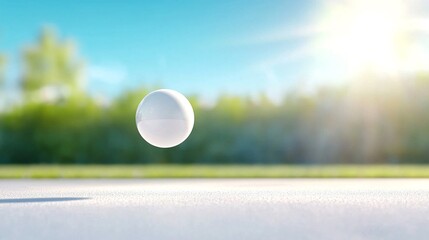 Poster - White Round Sphere Suspended in Bright Outdoor Sunlight