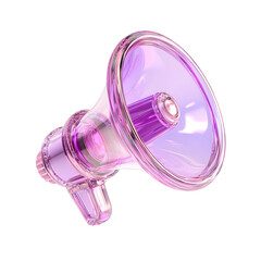 Poster - Stylized 3D crystal megaphone icon in a bright eye catching pink and purple color scheme designed for use in marketing advertising and communication applications