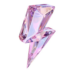 Aufkleber - Detailed vibrant purple and pink crystal lightning bolt icon with a shimmering translucent appearance against a bright white background