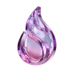 Poster - Captivating 3D rendered image of a shimmering translucent purple and pink crystal water droplet with a fluid swirling design and soft lighting