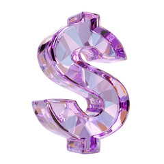 Aufkleber - A brilliantly faceted luminous crystal dollar sign glimmers and reflects light creating a mesmerizing visual display against a clean minimalist white backdrop