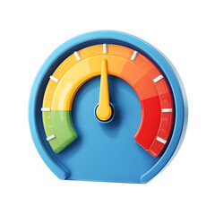 Aufkleber - A modern minimal 3D speedometer style gauge with a circular dial displaying performance status using a color coded scale ranging from green to red