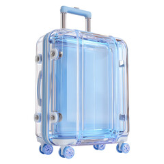 Aufkleber - A modern lightweight suitcase with a transparent blue crystal like design featuring a durable and stylish construction with smooth rolling wheels and a comfortable handle