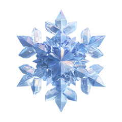 Poster - Delicate and intricate blue crystal snowflake with a transparent faceted design and a shimmering ethereal appearance