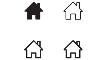 Simple House Icons Set for Website Navigation Home Button Design