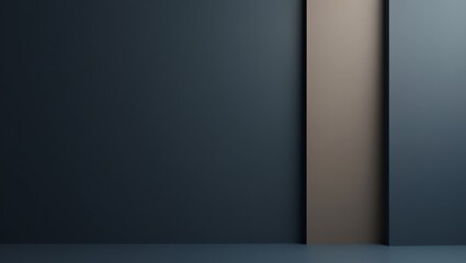 Aufkleber - Abstract Dark Blue Interior with Geometric Wall Panels and Minimalist Style