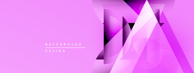 Aufkleber - Abstract pink geometric design. Overlapping triangles create dynamic visual effect. Modern background suitable for various projects.