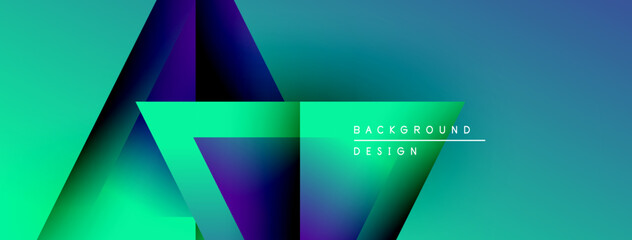Poster - Abstract geometric shapes, vibrant turquoise, purple gradients. Modern design element for backgrounds, presentations. Clean, minimalist aesthetic.