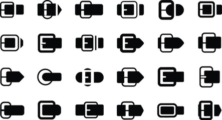 Poster - Vector illustrations of various belt buckles in different shapes and designs ideal for fashion accessories and apparel applications