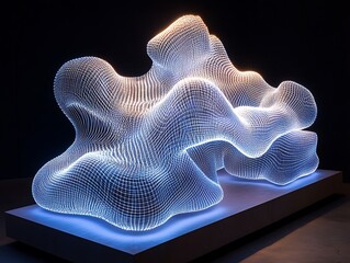 Poster - Ethereal Radiance: A Luminous, Abstract Sculpture Illuminating the Darkness