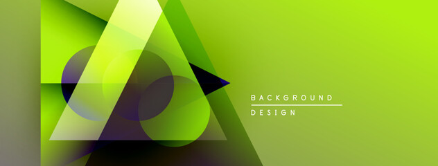 Poster - Abstract geometric shapes overlap, creating vibrant green gradient background. Modern design elements suggest innovation, technology.