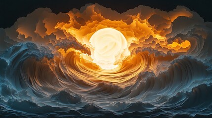 Poster - Ethereal convergence: An abstract rendering of light, waves, and clouds