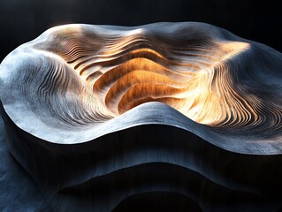 Poster - Striking sculptural form illuminated in the dark, revealing intricate textural layers