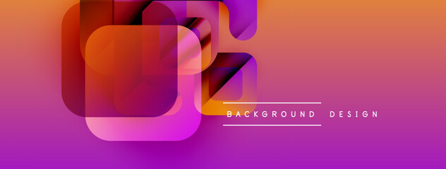 Poster - Abstract geometric shapes overlap, creating vibrant gradient effect. Orange, purple hues dominate design. Modern background element.