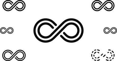 Poster - Graphic composition presenting different stylistic variations of infinity symbol in a modern design format.
