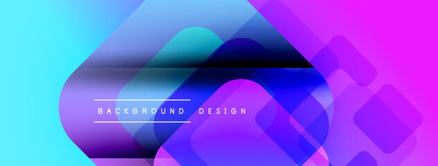 Poster - Abstract vibrant background. Overlapping squares create dynamic visual effect. Text reads background design. Modern, colorful composition.