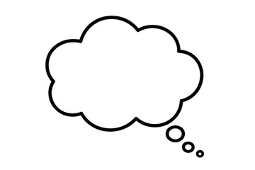 Poster - Black outlined thought bubble floating on a transparent background, symbolizing thinking, brainstorming, and creative ideas