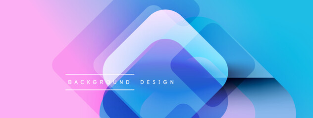 Aufkleber - Abstract geometric shapes overlap, creating vibrant pink, blue gradients. Modern design elements suggest technology, innovation. Smooth transitions define visual appeal.