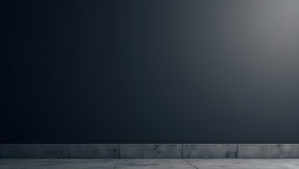 Poster - Dark Blue Wall with Concrete Floor Empty Space for Mockup