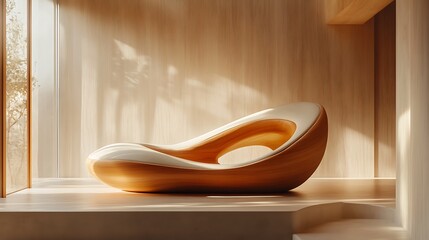 Poster - Sculptural lounger bathed in soft light showcasing organic design and craftsmanship