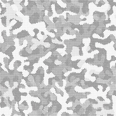 Fototapete - Abstract halftone seamless camouflage pattern. Repeating digital dotted hexagonal camo military texture background. Abstract modern fabric textile ornament. Vector illustration.