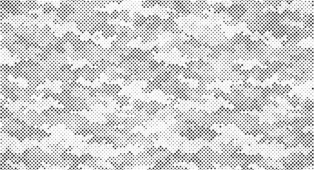 Poster - Abstract halftone seamless camouflage pattern. Repeating digital dotted hexagonal camo military texture background. Abstract modern fabric textile ornament. Vector illustration.